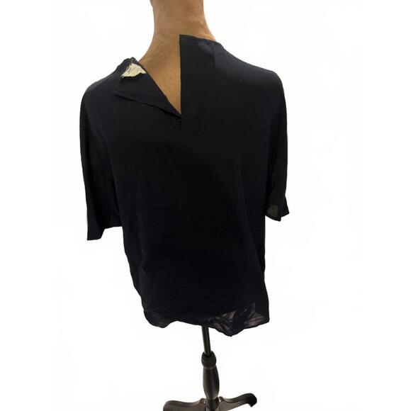 Vintage Giorgio Armani Navy Silk s/s top sz 40 - Picture 2 of 4